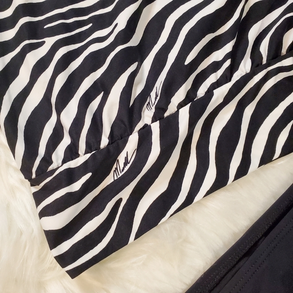MICHAEL Kors Tankini Logo Ring Hardware 2 Piece Swing Zebra Print Size S - Picture 9 of 12